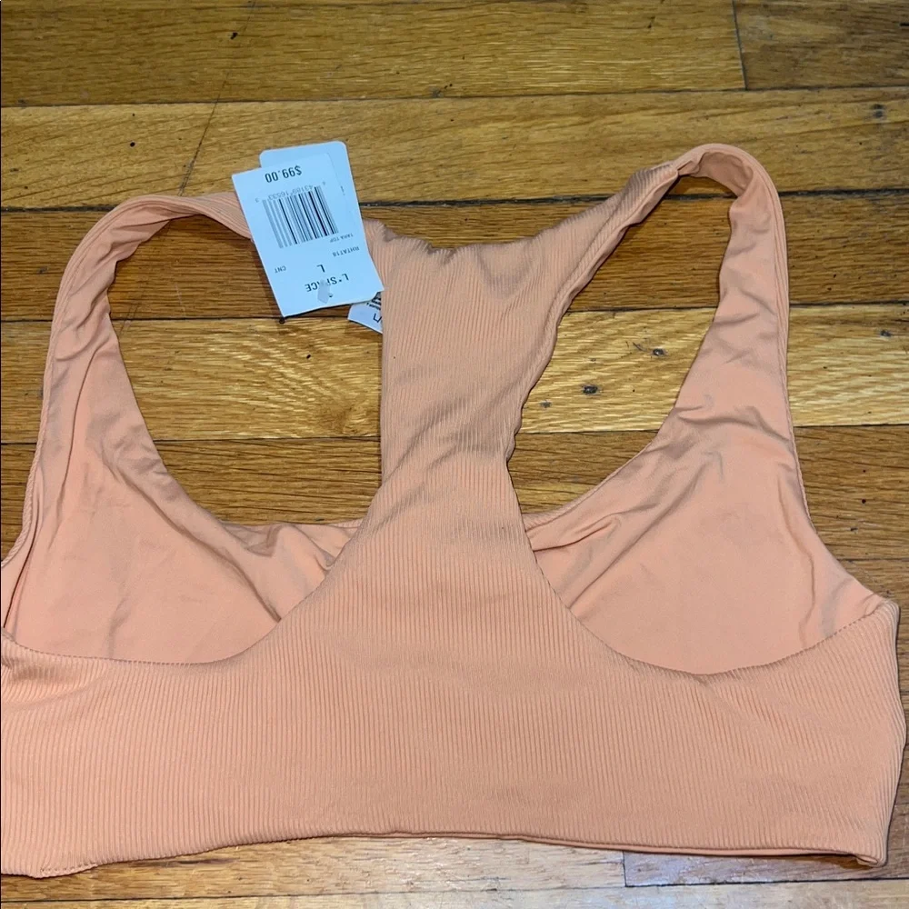 L*Space The Ribbed Tara Bikini Top in Cinnamon Tan, size Large
